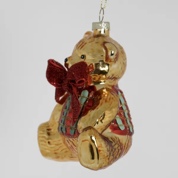 Подвес МИШКА 10х6х11 см, стекло, золотой