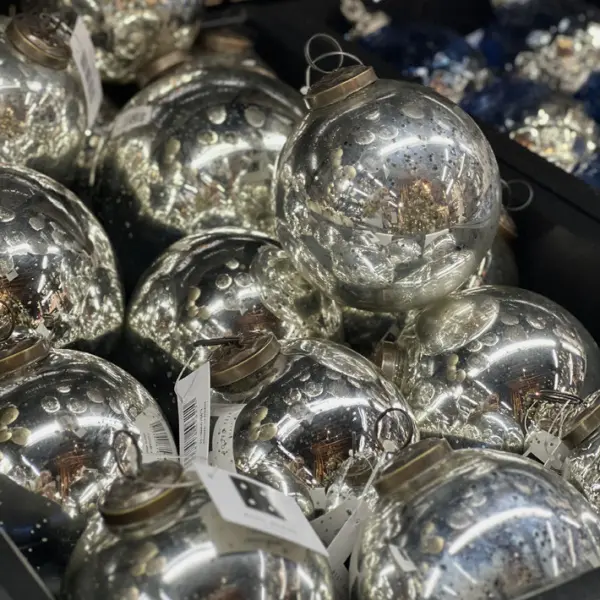 Шар D10 см, стекло, серебряный