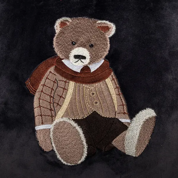 Подушка с вышивкой МИШКА, 50х50 см, текстиль, серый