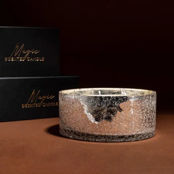 Свеча в стакане БЕРГАМОТ, D15xH6 см, стекло, серебро