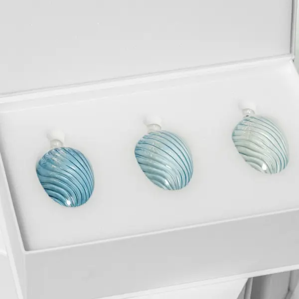 Набор украшений ручной работы ЯЙЦА, H6 см, 3 шт, светло-голубой, голубой, тёмно-голубой