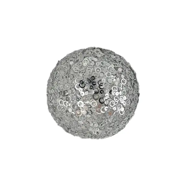 Шар D10 см с пайетками, пенопласт, серебряный