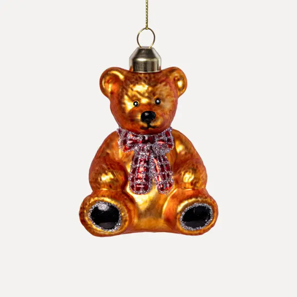 Подвес МЕДВЕДЬ 7x9 см, стекло, рыжий