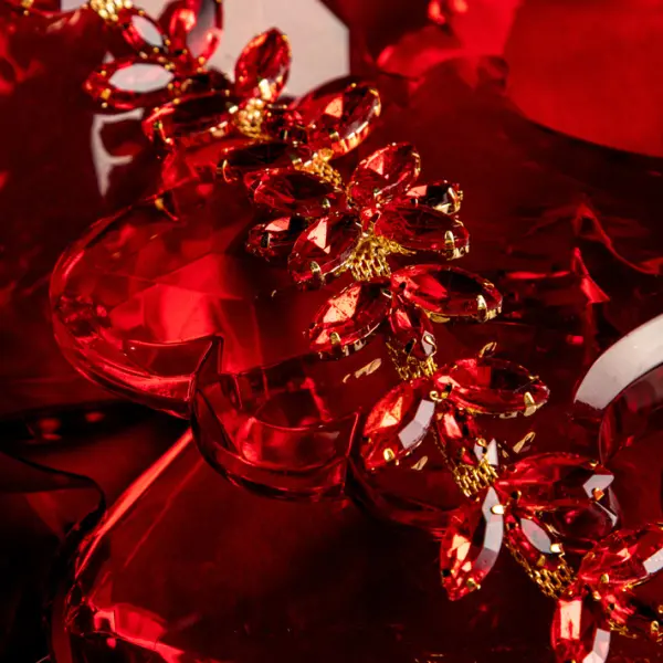 Подвес с кристаллами 3х30 см, металл, стекло, красный