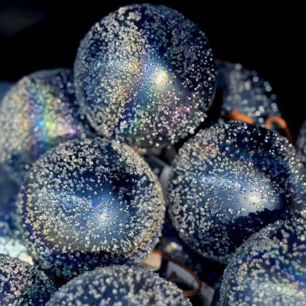 Шар засахаренный D8 см, стекло, голубой