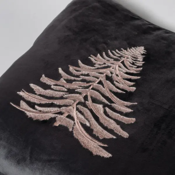 Подушка с вышивкой ЕЛКА, 50х50 см, текстиль, серый