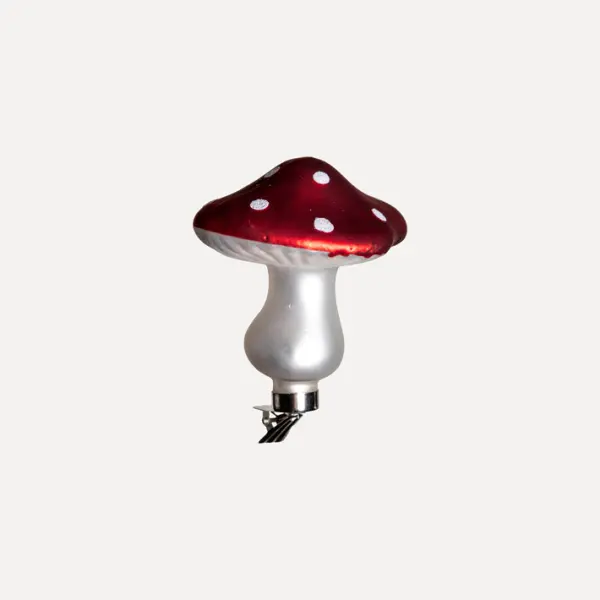 Подвес на прищепке ГРИБ 9x11 см, стекло, белый, красный