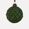 Шар D8 см, стекло, флок, темно-зеленый