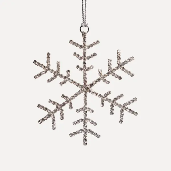 Подвес СНЕЖИНКА с кристаллами D10 см, стекло, металл, серебряный