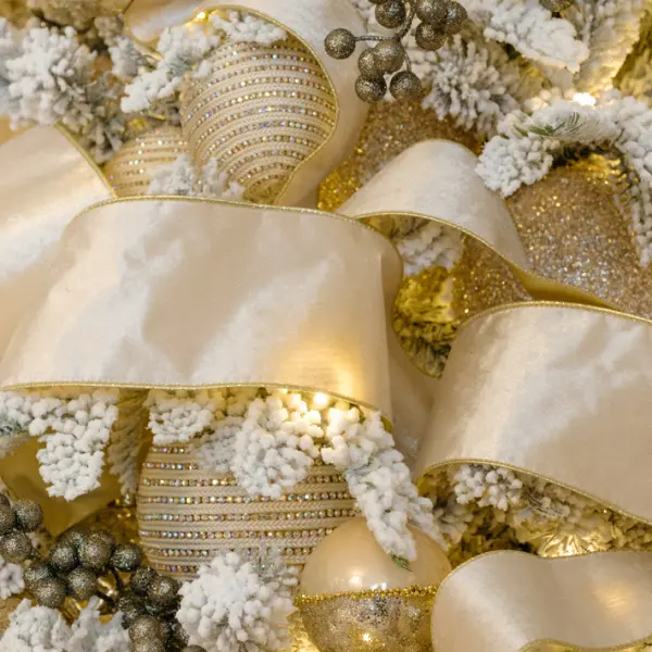 Бархатная лента, W6,3 см, L10 м, полиэстер, шампань