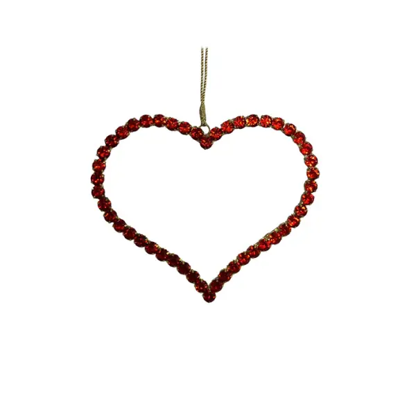 Подвес СЕРДЦЕ D12 см, стекло, металл, красный