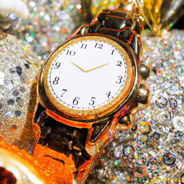 Подвес ЧАСЫ 6х4х10 см, стекло, золотой