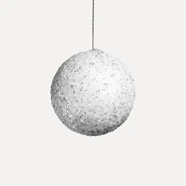 Шар D10 см с пайетками, пенопласт, белый