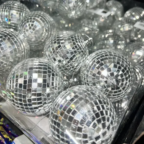 Шары в наборе ДИСКО, D8 см, 4 шт, зеркальный, пенопласт, серебряный