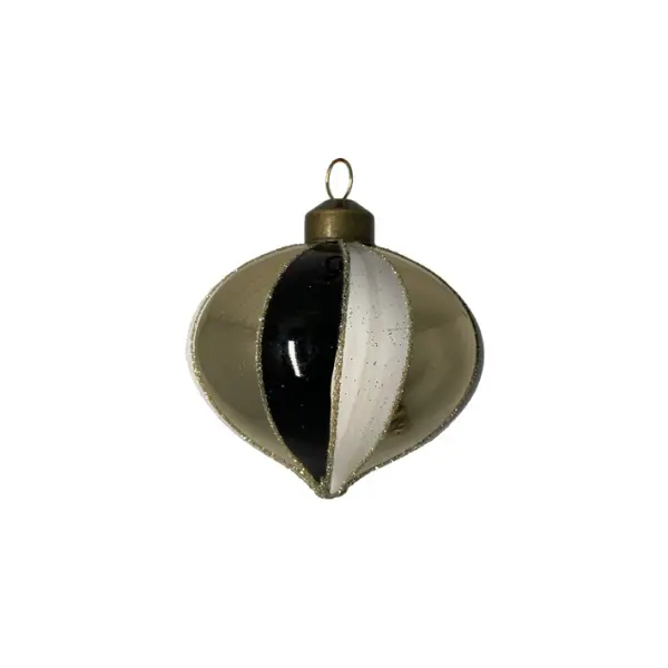 Подвес ЛУКОВИЦА D8 см, стекло, черный, белый, золотой