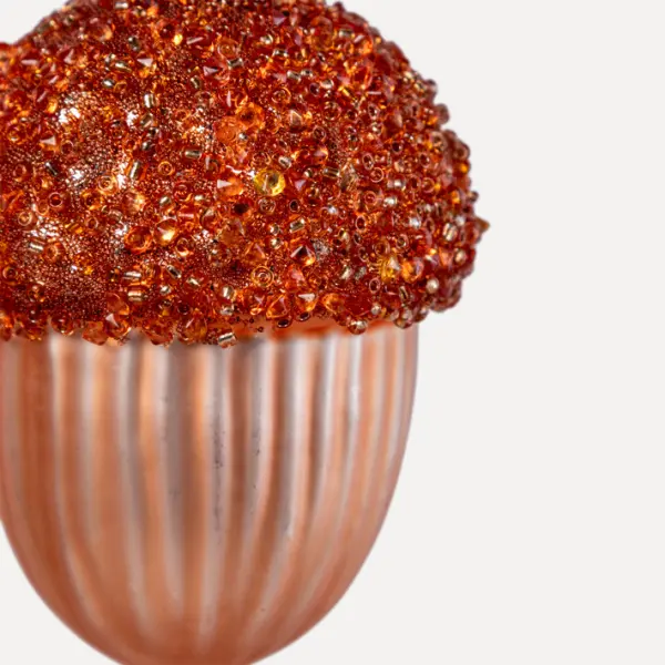 Подвес ЖЕЛУДЬ 6x8 см, стекло, рыжий