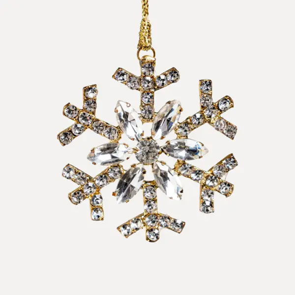 Подвес СНЕЖИНКА с кристаллами D7 см, стекло, металл, золотой