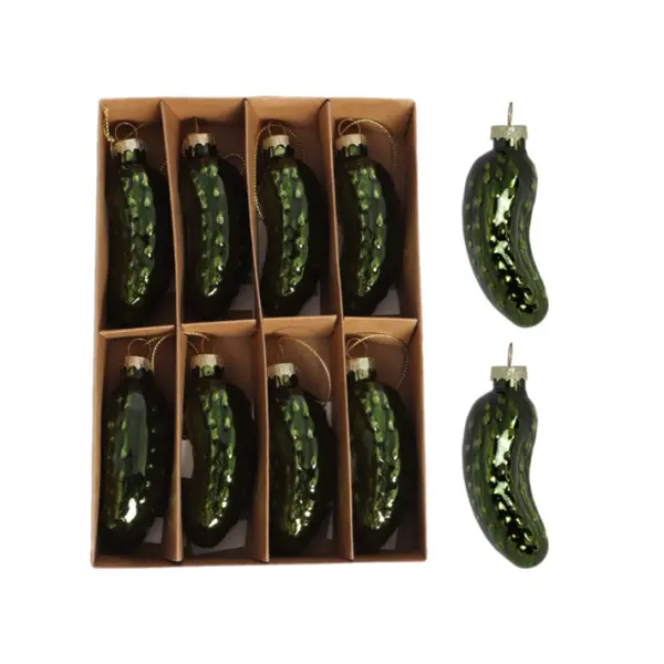 Подвесы в наборе ОГУРЦЫ 3х3х9 см, 8 шт, стекло, зеленый