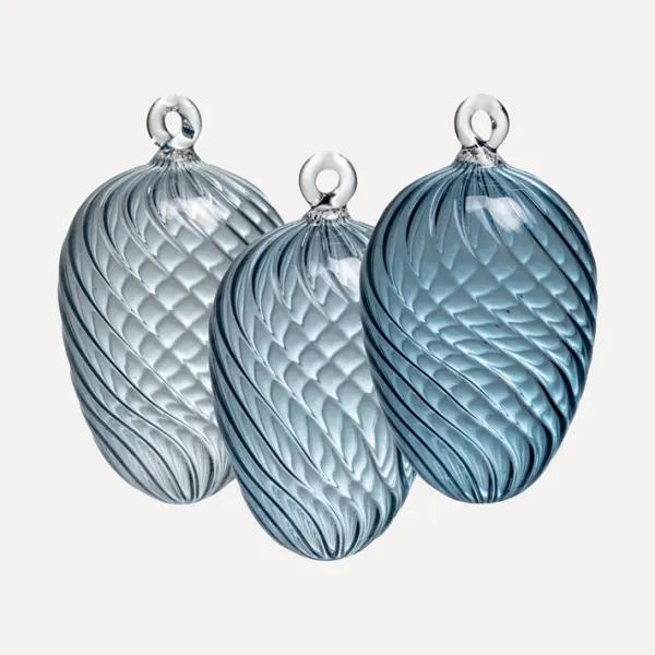 Набор украшений ручной работы ЯЙЦА, H8 см, 3 шт, светло-голубой, голубой, тёмно-голубой