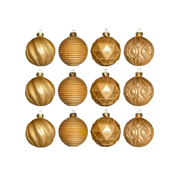 Шары в наборе D8 см, 12 шт, стекло, шампань