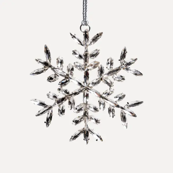 Подвес СНЕЖИНКА с кристаллами D10 см, стекло, металл, серебряный