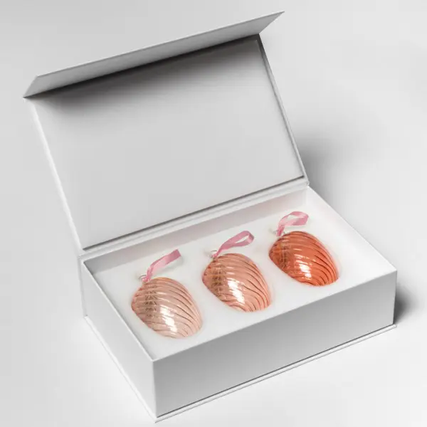 Набор украшений ручной работы ЯЙЦА, H8 см, 3 шт, светло-розовый, розовый, тёмно-розовый