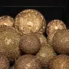 Шар c кристаллами D12 см, пластик, стекло, золотой