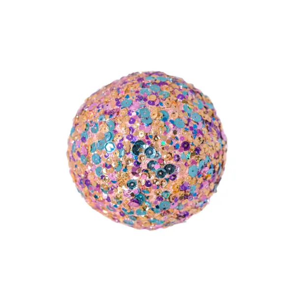 Шар с пайетками D10 см, пенопласт, мультиколор, розовый