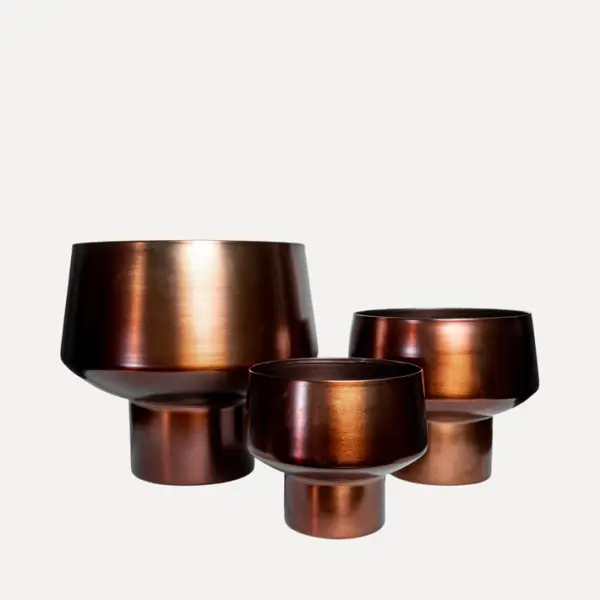 Набор из 3-х кашпо 32x29, 23х20, 18х16 см, металл, медный
