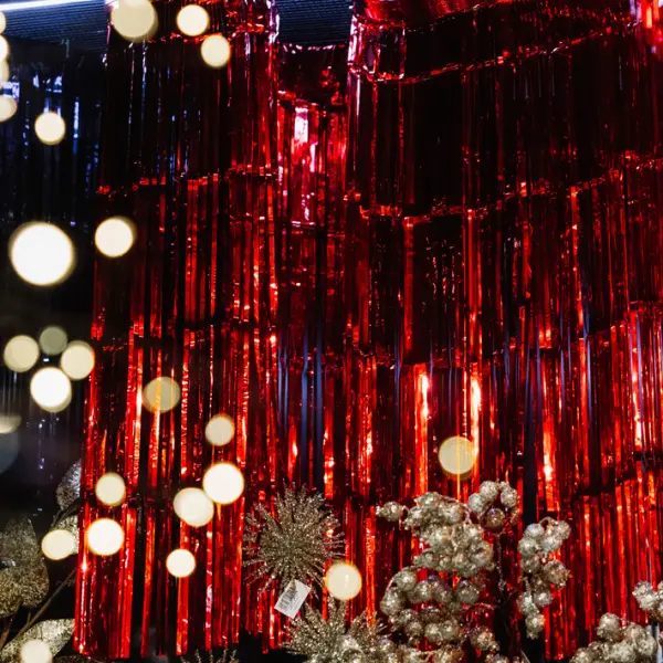 Новогодний дождик глянцевый 200х300 см, полипропилен, красный