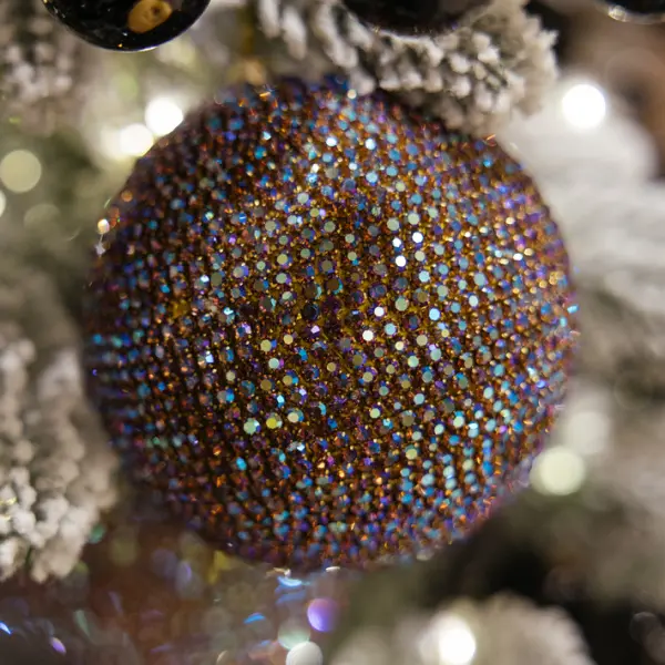 Шар D10 см c кристаллами, пластик, стекло, золотой, мультиколор