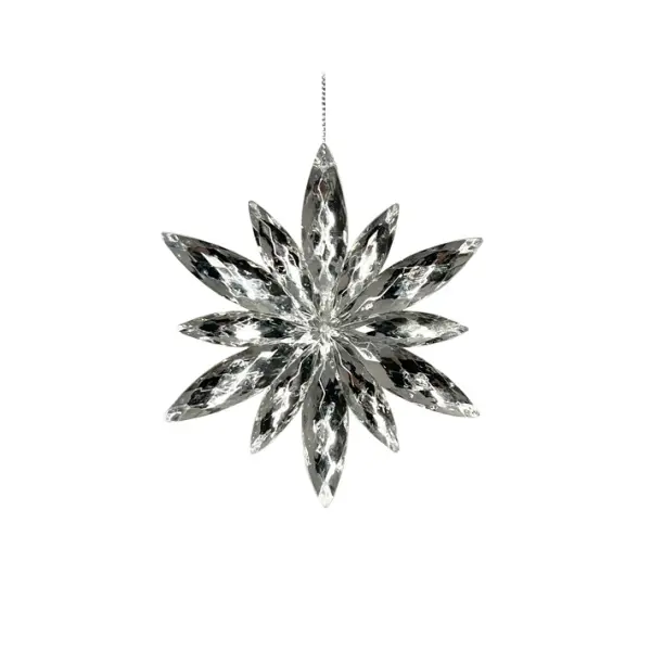 Подвес СНЕЖИНКА D11 см, акрил, серебряный
