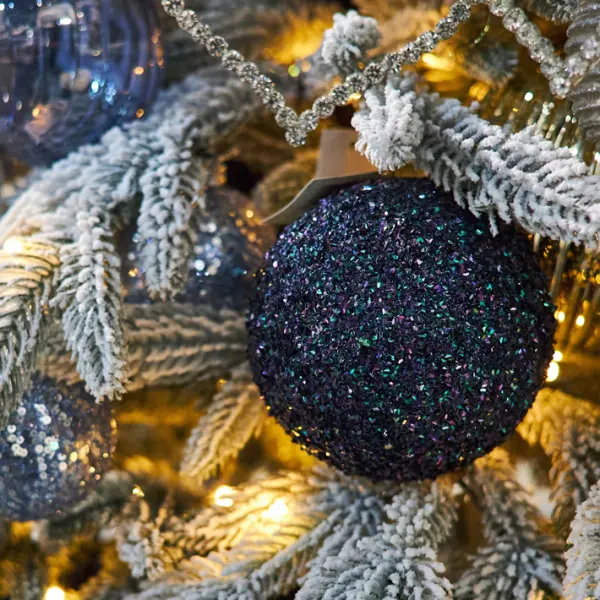 Шар с блёстками D15 см, пенопласт, чёрный, мультиколор