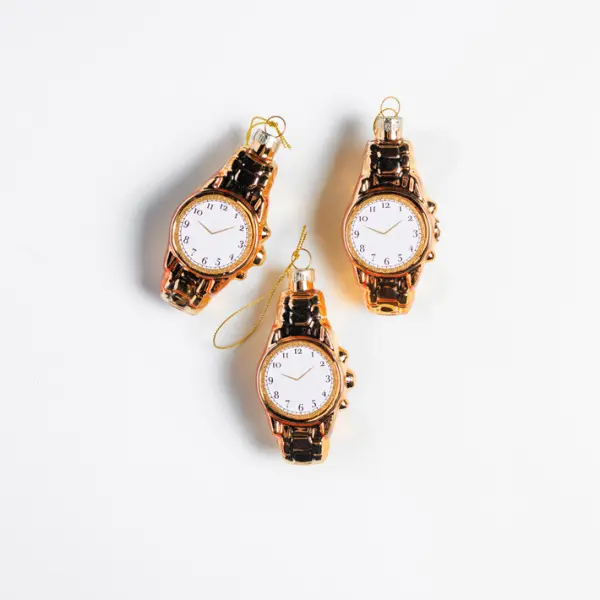 Подвес ЧАСЫ 6х4х10 см, стекло, золотой