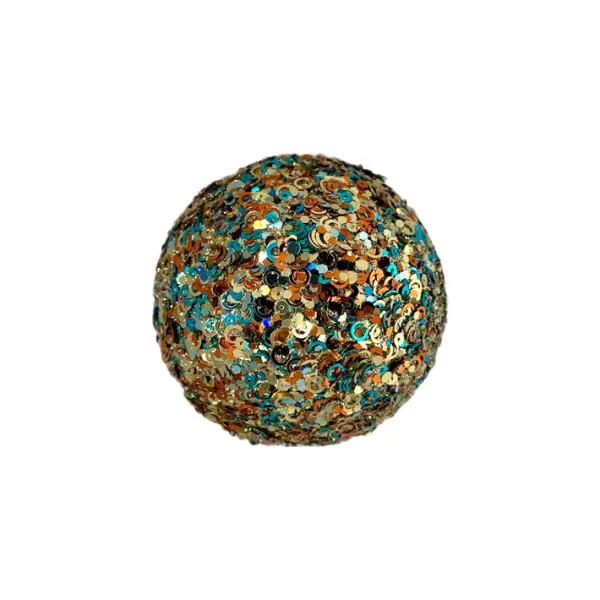 Шар D10 см с пайетками, пенопласт, бирюзово-золотой, мультиколор