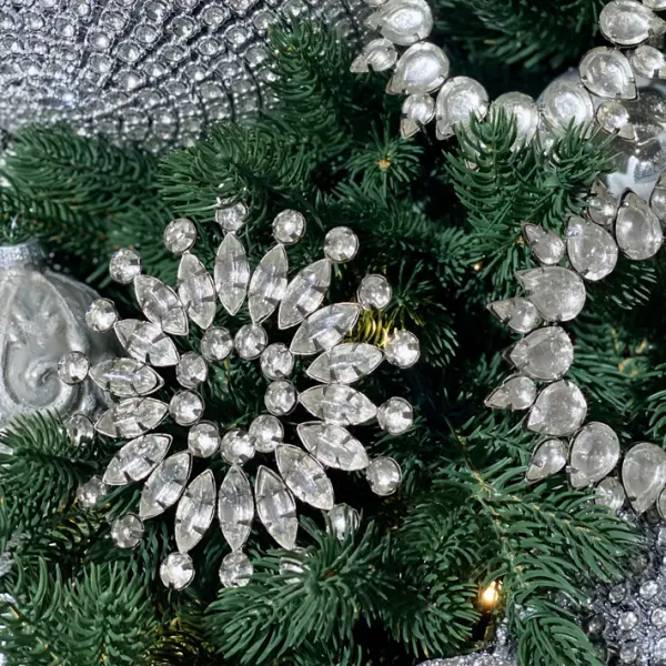 Подвес СНЕЖИНКА D10 см, стекло, серебряный