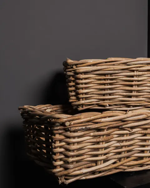 Комплект из 2-х плетёных корзин 80x35x20, 75x30x20 см, ротанг, рыжий