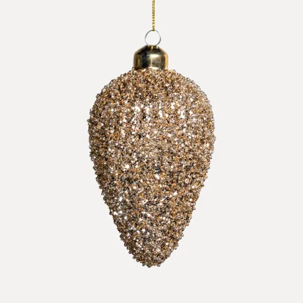 Подвес КОНУС с глиттером 7x12 см, стекло, золотой