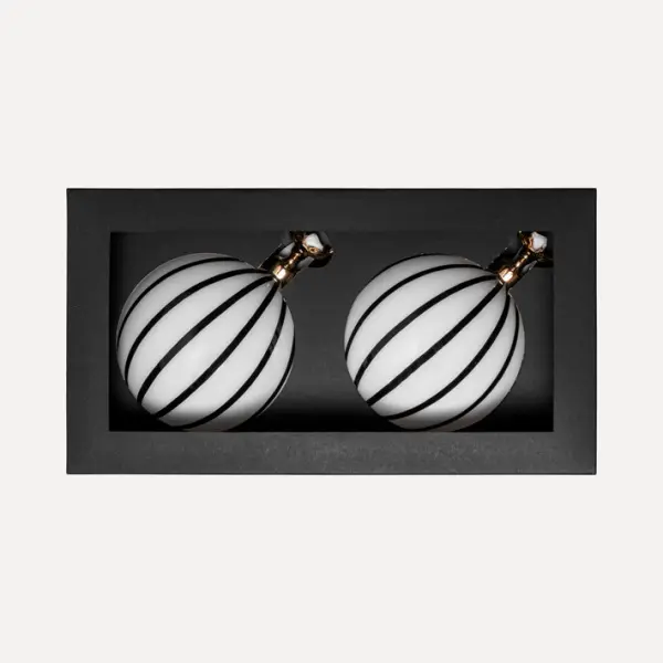 Шары в наборе D12 см, 2шт, стекло, белый, черный