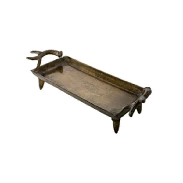 Поднос прямоугольный 45х15х10 см, металл, латунный