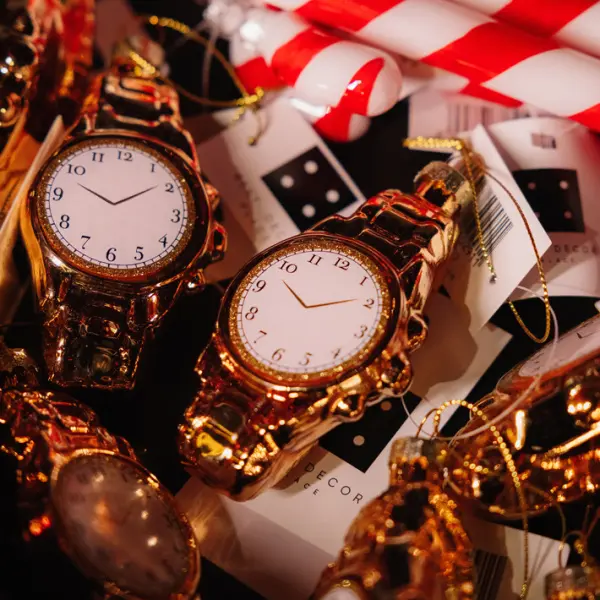 Подвес ЧАСЫ 6х4х10 см, стекло, золотой