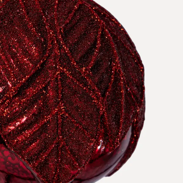 Шар ЛИСТЬЯ D8 см, стекло, красный