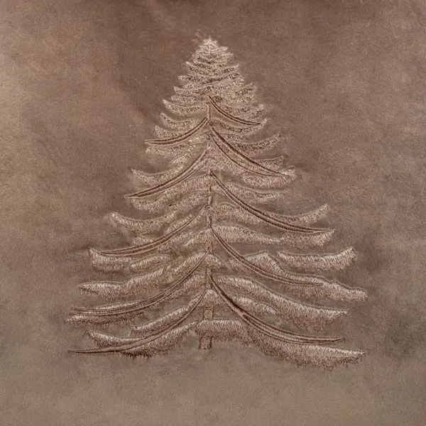 Подушка с вышивкой ЕЛКА, 50х50 см, текстиль, бежевый