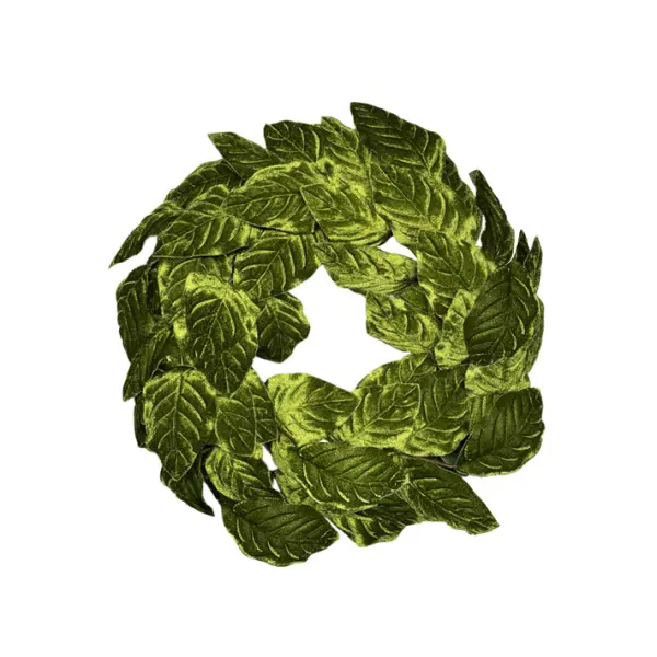 Венок с листьями D66 см, бархат, оливковый