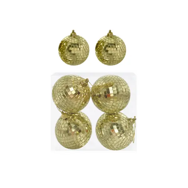 Шары в наборе ДИСКО, D8 см, 4 шт, зеркальный, пенопласт, золотой