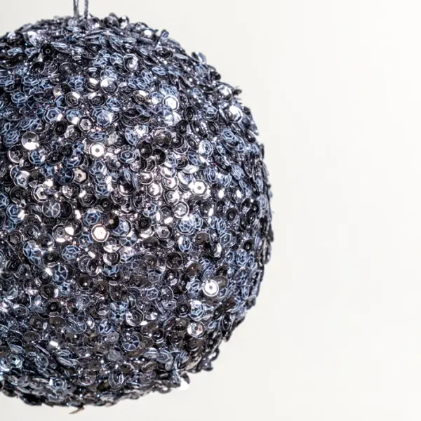 Шар D10 см с пайетками, пенопласт, темно-серый, АУТЛЕТ
