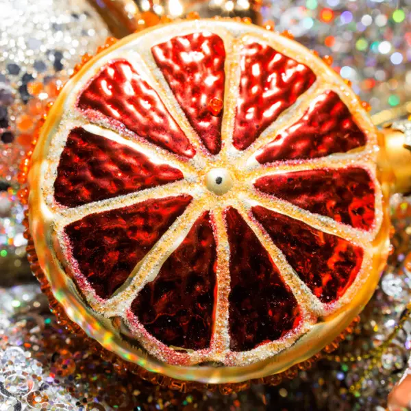 Подвес АПЕЛЬСИН 7х4х8 см, стекло, золотой