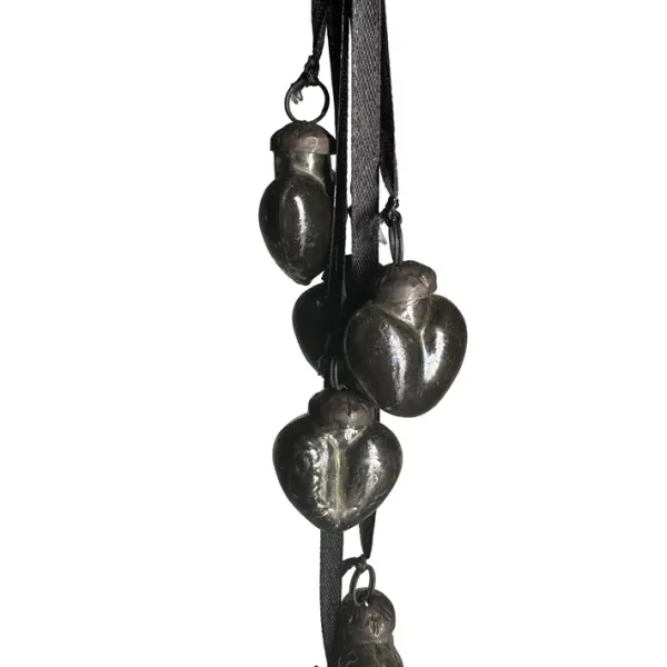 Гирлянда с подвесами СЕРДЦЕ D6 см, L38 см, стекло, текстиль, черный