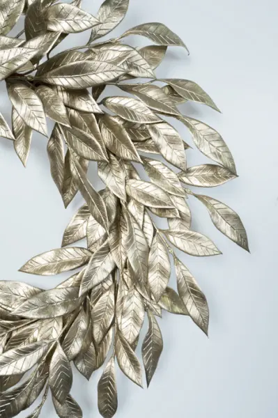 Венок лавровый D51 см, пластик, шампань