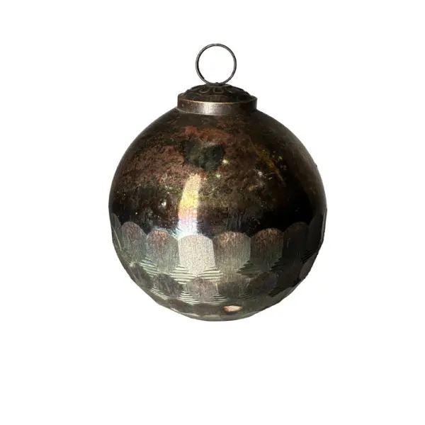 Шар D10 см, стекло, медный, синий